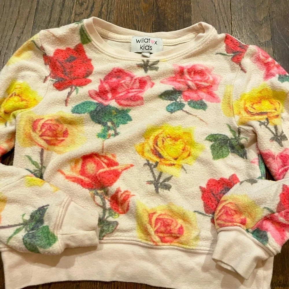 Wildfox kids Bright Roses Baggy Beach Jumper pullover size 4 🌹